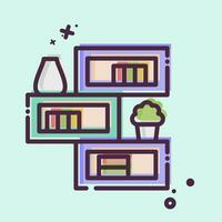 Icon Bookshelf. related to Home Decoration symbol. MBE style. simple design editable. simple illustration vector