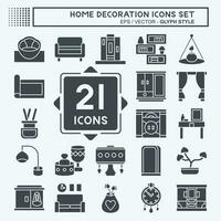 Icon Set Home Decoration. related to Home Furnishings symbol. glyph style. simple design editable. simple illustration vector