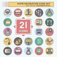 Icon Set Home Decoration. related to Home Furnishings symbol. color mate style. simple design editable. simple illustration vector