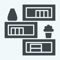 Icon Bookshelf. related to Home Decoration symbol. glyph style. simple design editable. simple illustration vector