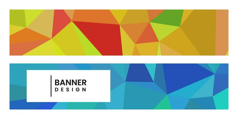 set of banners with abstract vibrant colorful background with triangles