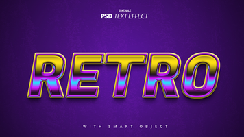 3d retro style text effect design psd