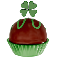 St. Patrick's day dessert Chocolate Mint Truffles with shamrock on transparent background, 3D Rendering png