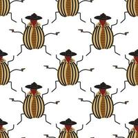 Colorado potato beetle dressed as a bandit from the wild west. Seamless pattern on a white background. Vector. vector