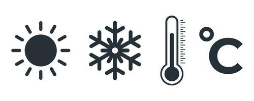 Weather and Temperature icon set. Vector illustration