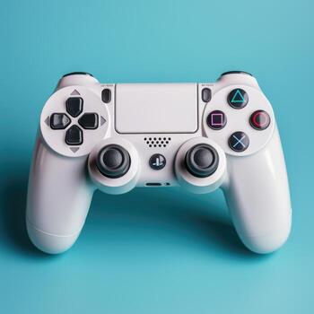 AI generated Gaming Remote Isolated on Blue Background Realistic New and Modern Game Control Generative AI photo