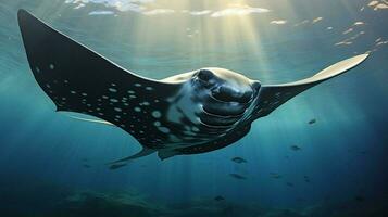 AI generated Manta ray fish on natural background wallpaper photo