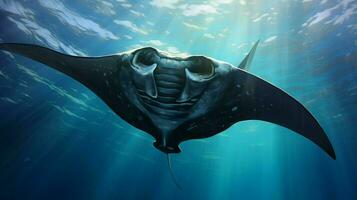 AI generated Manta ray fish on natural background wallpaper photo
