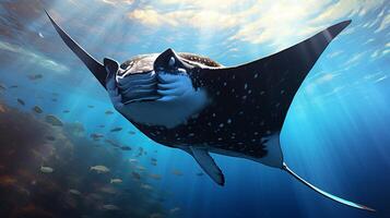 AI generated Manta ray fish on natural background wallpaper photo