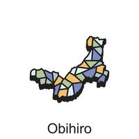 Map City of Obihiro World Map International vector template with outline graphic style, isolated on white background