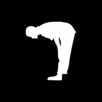 Ruku, Bowing down is an essential pillar of prayer, a part of prayers, the head is bowed and the knees are bowed with both hands, which is one of the essential parts of the prayers in Islam or Moslem. vector