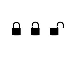 Set of the Closed and Open Padlock Silhouette, Flat Style, can use for Art Illustration, Pictogram, Logo Gram, Website or Graphic Design Element. Vector Illustration