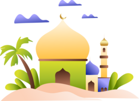 Aesthetic mosque illustration png