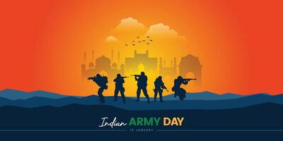 Vector illustration of Indian Army Day, celebrating the victory of the Indian Army on Republic Day Independence Day. Amar Jawan Jyoti. Kargil Victory Day. Indian Army Martyrs Day editable design