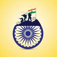 Vector illustration of Indian Army Day, celebrating the victory of the Indian Army on Republic Day Independence Day. Amar Jawan Jyoti. Kargil Victory Day. Indian Army Martyrs Day editable design