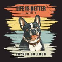 French Bulldog Retro Tshirt Design Illustration stock Vector