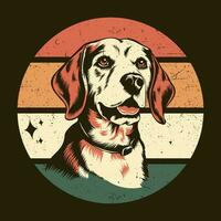 Clásico beagle encanto retro inspirado perro camiseta diseño vector