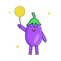 eggplant with balloon illustration vector