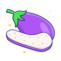 eggplant with eggplant slice illustration vector