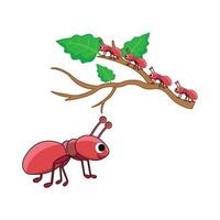 ant in tree trunk illustration vector