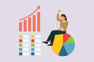 Business performance analysis, benchmark metrics audit concept. Colored flat vector illustration.