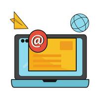 email in laptop with internet illustration vector