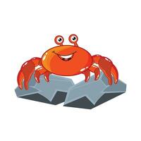 crab character with stone illustration vector