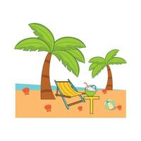 playa con ilustración de palmeras vector