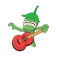 chili character playing guitar mexican illustration vector