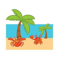 crab character in beach illustration vector
