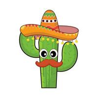cactus personaje mexicano ilustración vector