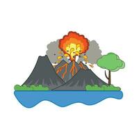 volcano with sea illustration vector