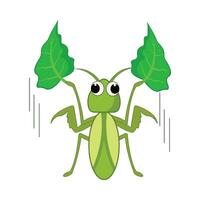 insect with leaf illustration vector