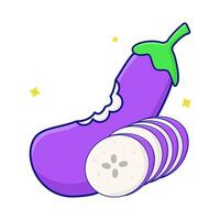 eggplant bite with eggplant slice illustration vector