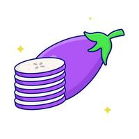 eggplant with eggplant slice illustration vector