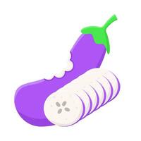 eggplant bite with eggplant slice illustration vector