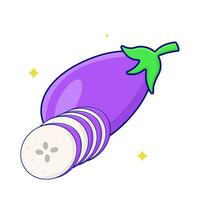 eggplant with eggplant slice illustration vector