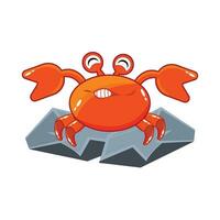 crab with stone illustration vector