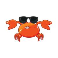 Crab wears glasses character illustration vector