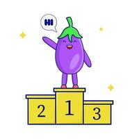 eggplant in stage with say hi illustration vector