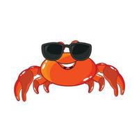 Crab wears glasses character illustration vector