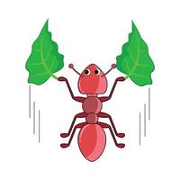 ant with leaf illustration vector