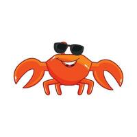 Crab wears glasses character illustration vector