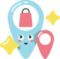 alfiler punto tienda icono. tienda con alfiler mapa punto icono vector