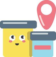 Cardboard delivery box with location pin icon vector