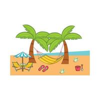 playa con ilustración de palmeras vector