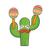 cactus personaje jugando maracas ilustración vector