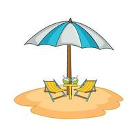 paraguas con silla en playa ilustración vector