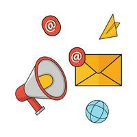 email, megaphone with internet illustration vector