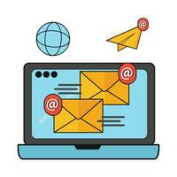 mail in laptop with internet illustration vector